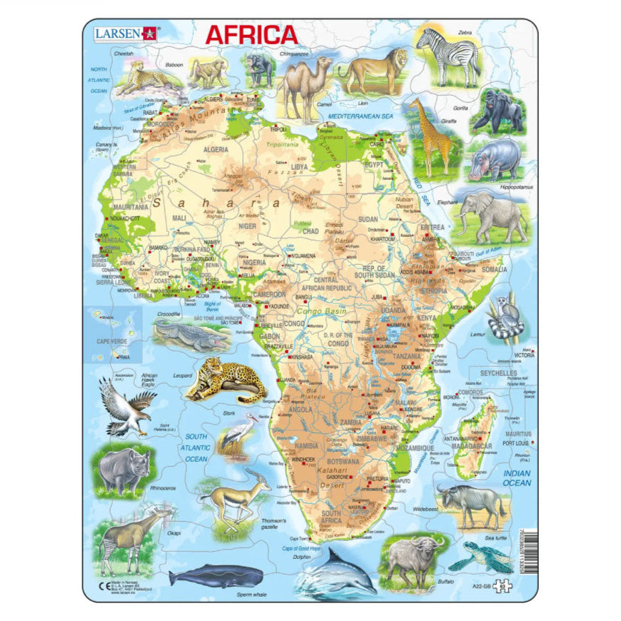 アフリカマップ 英語版 63PCS